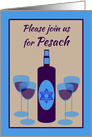 Invitation Passover Seder Kosher Wine and Four Glasses card