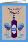 Passover Blessings Kosher Wine and Four Glasses card