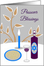 Passover Seder Table with Kosher Wine and Matzah card