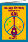 Birthday Peace and Love Guitar and Music Notes card