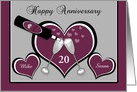 Anniversary Custom Name and Year Champagne Toast and Hearts card