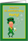 Invitation St. Patrick’s Day Leprechaun w Pipe and Green Beer card