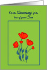 Remembrance Death Anniversary for Son Beautiful Red Poppy Flowers card