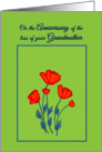 Remembrance Death Anniversary Loss of Grandmother Beautiful Red Poppy Flowers card