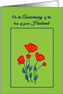 Remembrance Death Anniversary Loss of Husband Red Poppy Flowers card