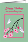 Daughter Birthday White Hummingbirds on Cherry Blossom Branch card