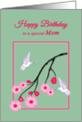 Mother Birthday White Hummingbirds on Cherry Blossom Branch card