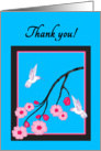 Thank You White Hummingbirds on Cherry Blossoms card