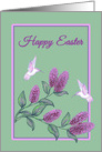 Easter White Hummingbirds on Lilac Tree Branch card