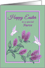 Nurse Easter White Hummingbirds on Lilac Tree Branch card