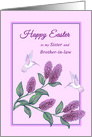 Easter Sister and Brother in law White Hummingbirds on Lilac Tree card
