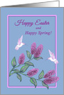Easter Spring White Hummingbirds on Lilac Tree card