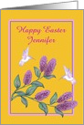 Easter Personalized Name White Hummingbirds on Lilac Tree card
