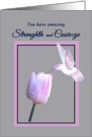 Get Well Cancer Strength and Courage White Hummingbird on Tulip card