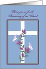 Church Custom Anniversary Cross, Lilacs and White hummingbirds card