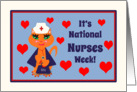 Nurses Week School Nurse Cute Kitty Cat Nurse with Hearts card