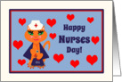 Nurses Day Cute Kitty Cat Nurse with Patriotic Colors card