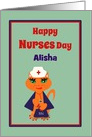 Nurses Day Custom Name Cute Kitty Cat Nurse card