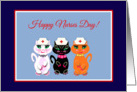 Nurses Day for Group Cute Kitty Cat Nurses in Red, White and Blue card