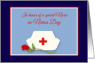 Nurses Day for Friend Nurses Cap with Red Rose Illustration card