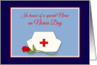 Nurses Day for Daughter Nurses Cap with Red Rose Illustration card