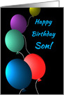 Birthday for Son Colorful Floating Balloons on Black card