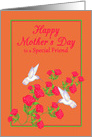 Friend Mother’s Day White Hummingbirds and Pink Roses card