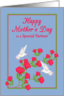 Mother’s Day for Partner White Hummingbirds and Pink Roses card