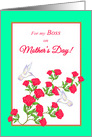 Boss Mother’s Day White Hummingbirds and Pink Roses card