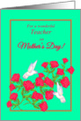 Teacher Mother’s Day White Hummingbirds and Pink Roses card