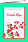 Godmother Mother’s Day White Hummingbirds and Pink Roses card