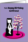Custom Relationship Birthday Humor Funny Texting Cat with Cupcake Tree card