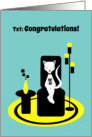 Congratulations Funny Stylistic Texting Cat in Chair card