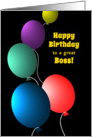 Birthday for Boss Colorful Floating Balloons on Black card