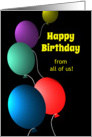 Birthday from All of Us Big Colorful Floating Balloons on Black card