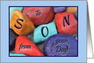 Birthday for Son from Dad Colorful Painted Rocks card