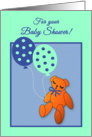 Baby Shower for Baby Boy Teddy Bear with Balloons card