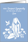 Son Sympathy White Silhouetted Girl with Poppies and Dove card