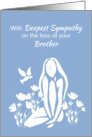 Sympathy for Brother White Silhouetted Girl with Poppies and Dove card