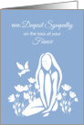 Sympathy for Fiance White Silhouetted Girl with Poppies and Dove card
