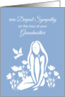 Sympathy for Grandmother White Silhouetted Girl w Poppies and Dove card