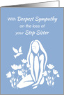 Sympathy for Step Sister White Silhouetted Girl w Poppies and Dove card