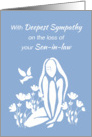 Sympathy Son in Law White Silhouetted Girl w Poppies card