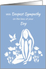 Sympathy Death of Dog White Silhouetted Girl w Poppies card