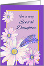 Congratulations First Period Daughter Stylistic Daisies and Butterfly card