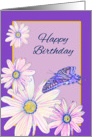 Happy Birthday Across the Miles Stylistic Daisies and Butterfly card