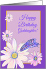 Birthday Goddaughter Stylistic Daisies and Butterfly card