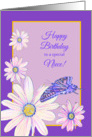 Birthday Niece Stylistic Daisies and Butterfly card