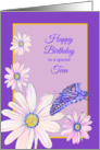 Birthday Teen Stylistic Daisies and Butterfly card
