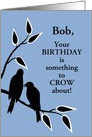 Custom Name Birthday Humor Silhouetted Black Crows in Tree card